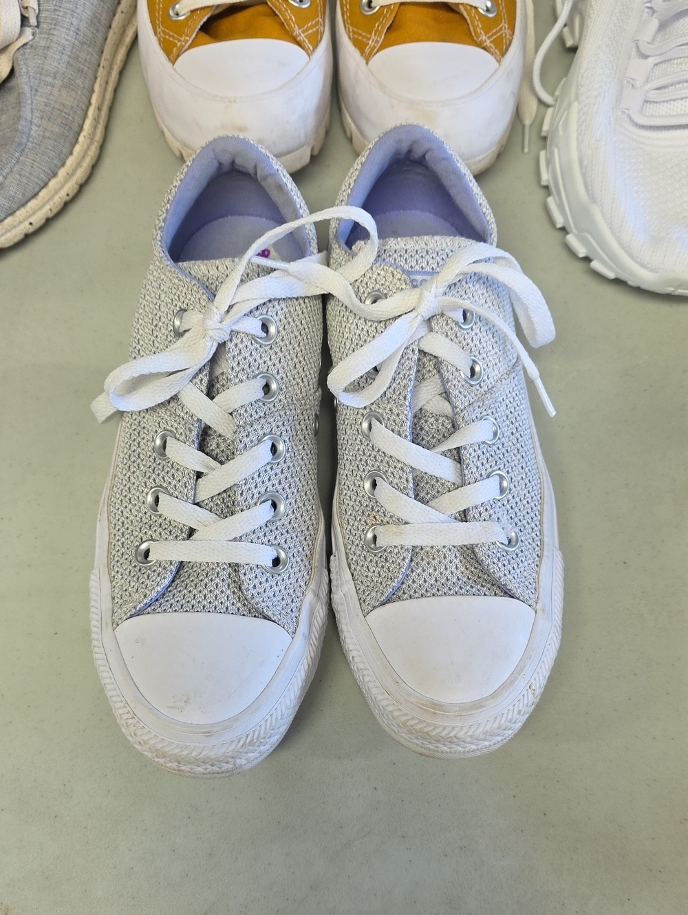 Converse All Star Women’s Classic Low-Top Knit Sneakers - White And Light Purple